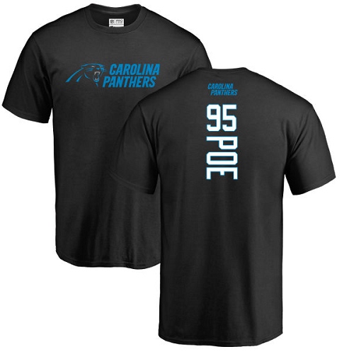 Carolina Panthers Men Black Dontari Poe Backer NFL Football #95 T Shirt